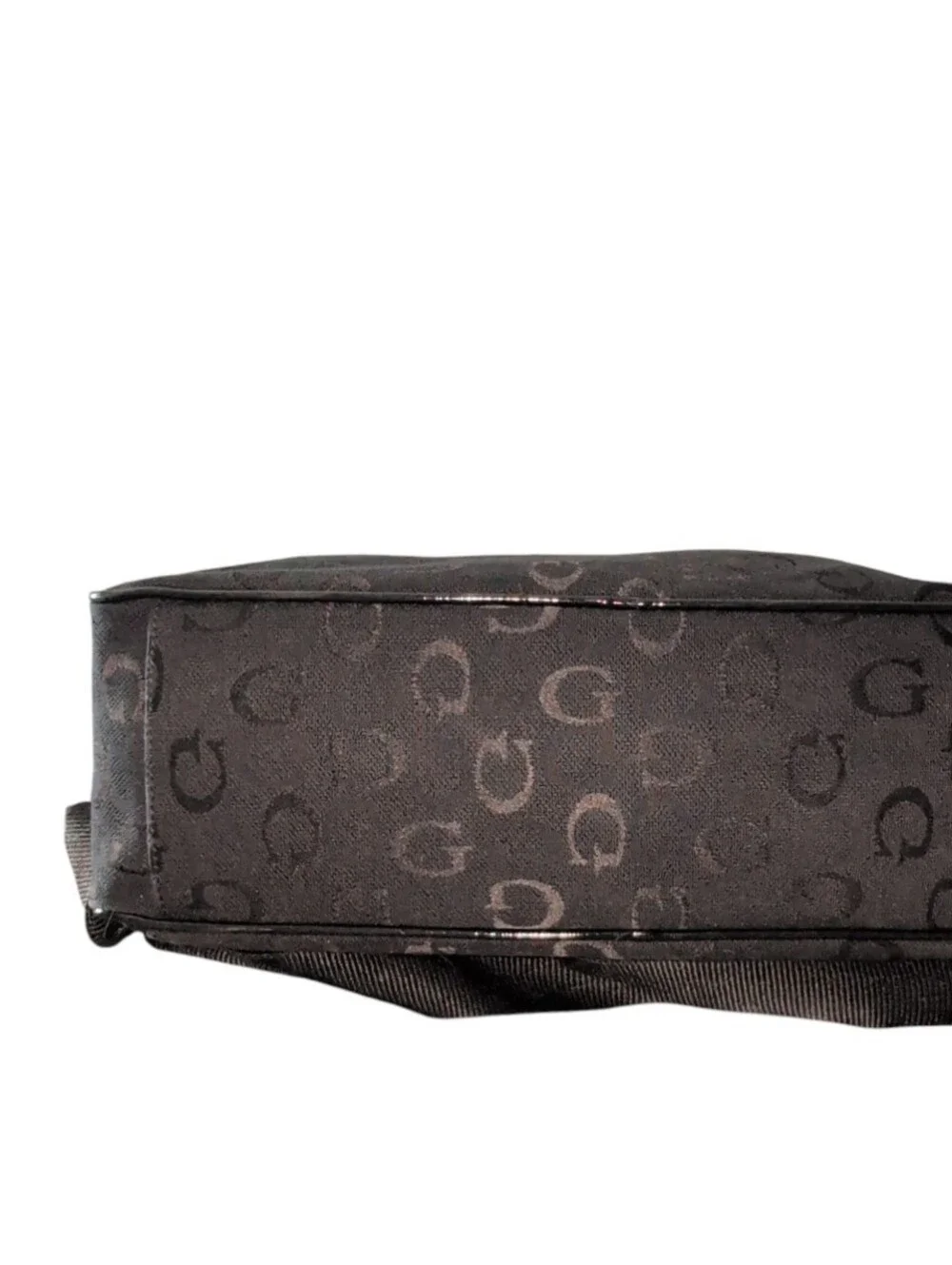 Vintage Unisex Y2K Guess Textured Monogram Messenger Blck Logo Shoulder Bag Rare